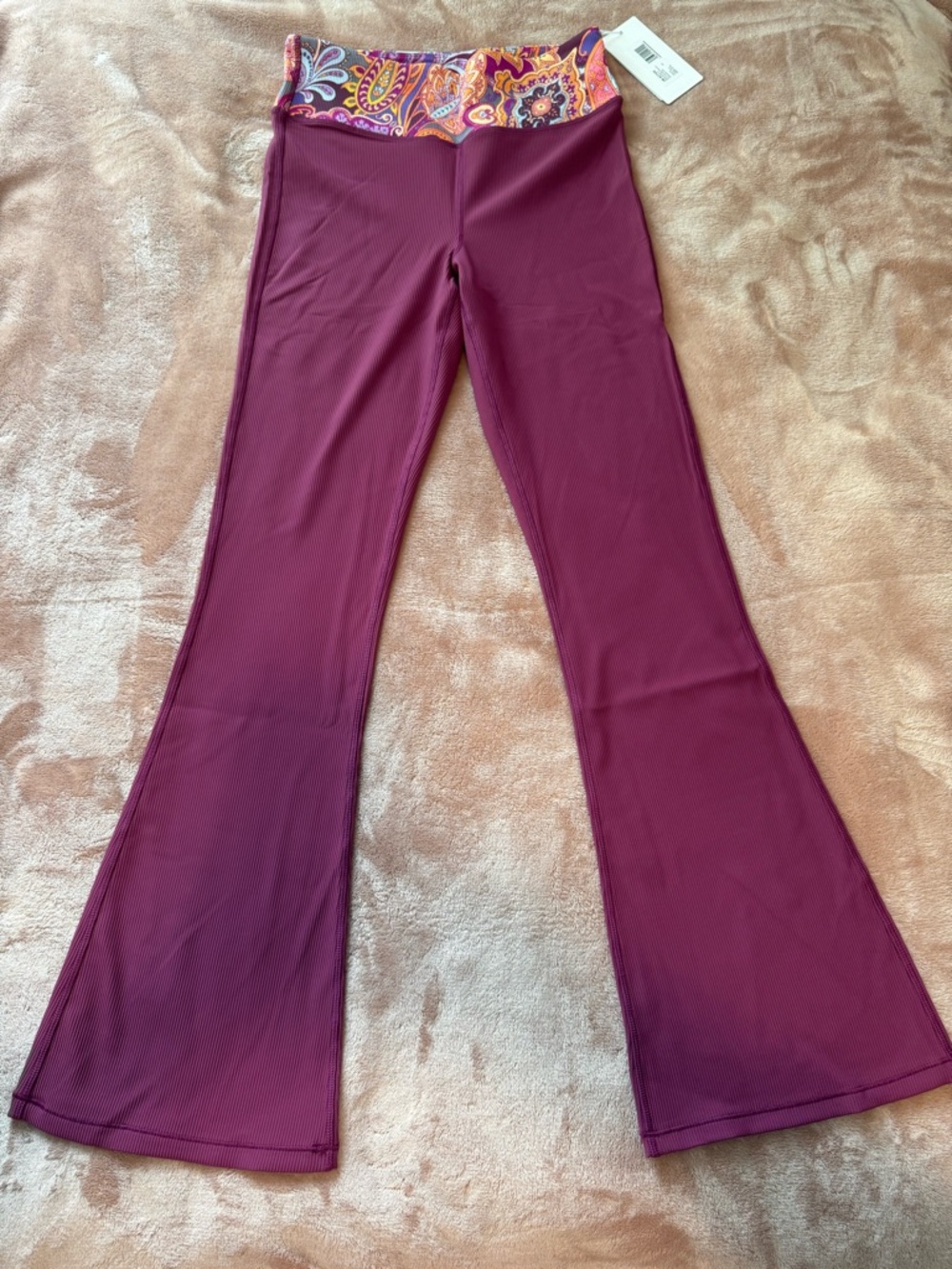 NWT Johnny Was Bee Active Ribbed Baby Bell Legging Pants, Pink, Size M